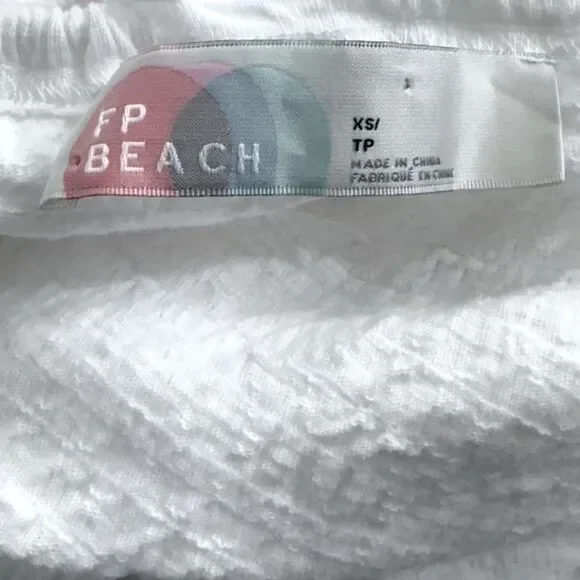 FREE PEOPLE Beach Iris Mini Dress White Open Back Ruffle Boho XS Summer Babydoll - Picture 7 of 16